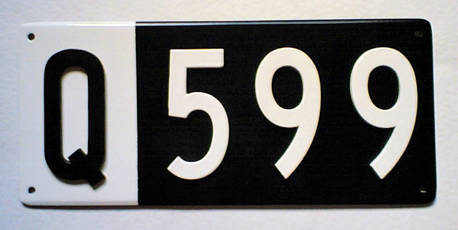Q599 Number Plate