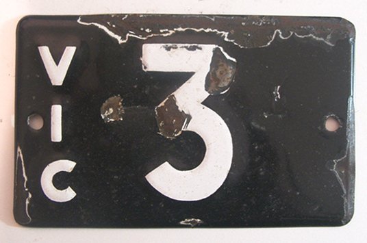 Vic 3 Number Plate