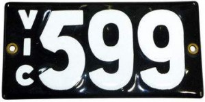Vic 599 Number Plate