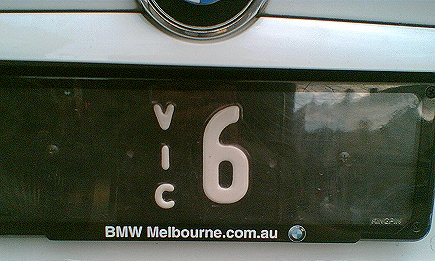 Vic 6 Number Plate