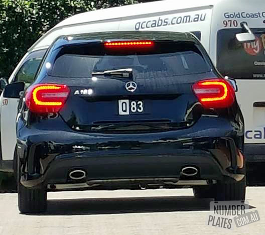 'Q83' on a Mercedes A180.