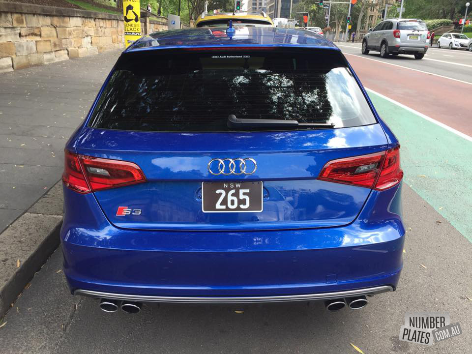 NSW '265' on an Audi S3.
