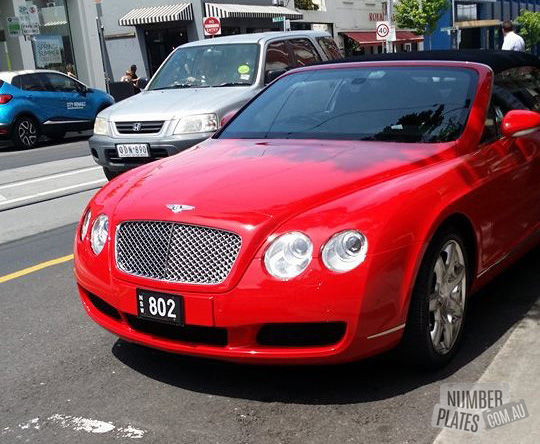 NSW '802' on a Bentley Continental GT.