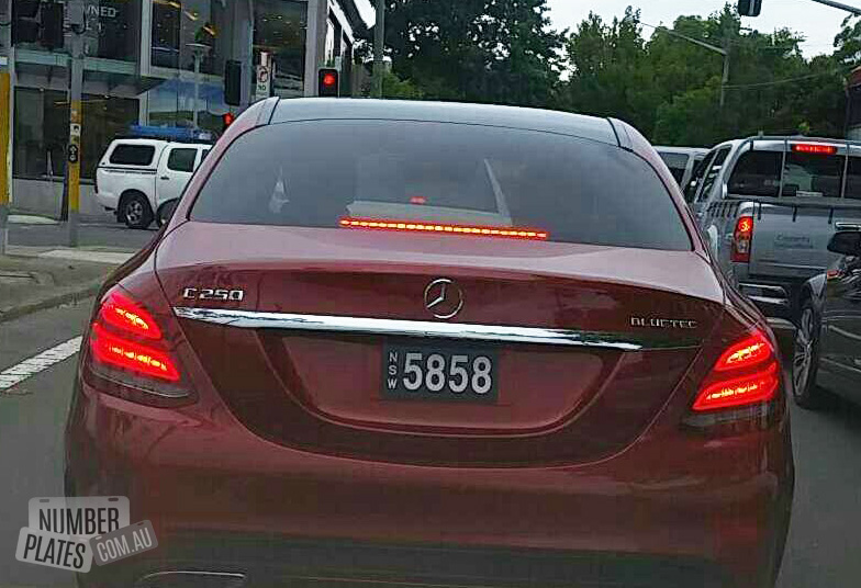 NSW '5858' on a Mercedes C250.