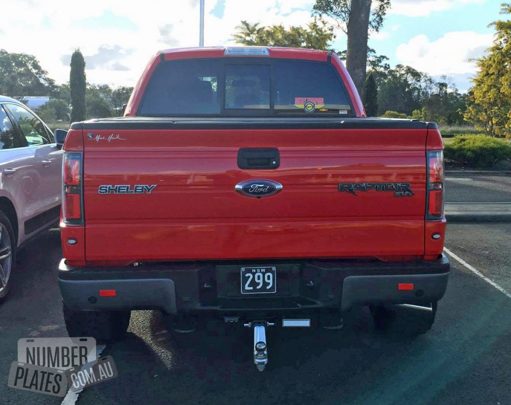 NSW '299' on a Ford Raptor.