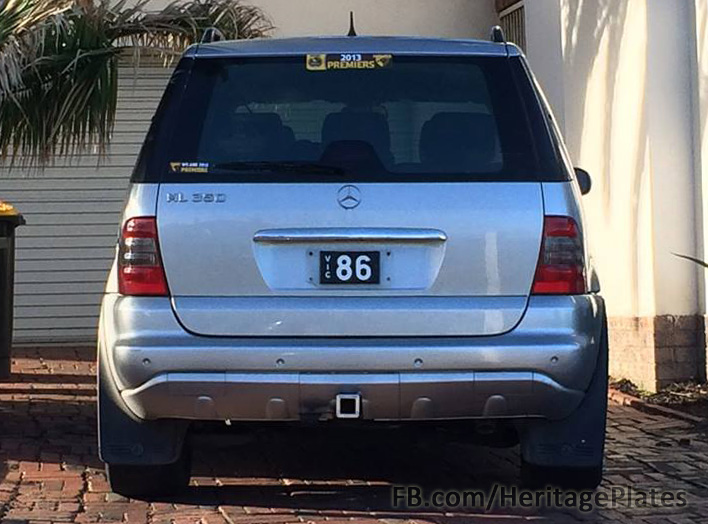 Vic 86 heritage number plate