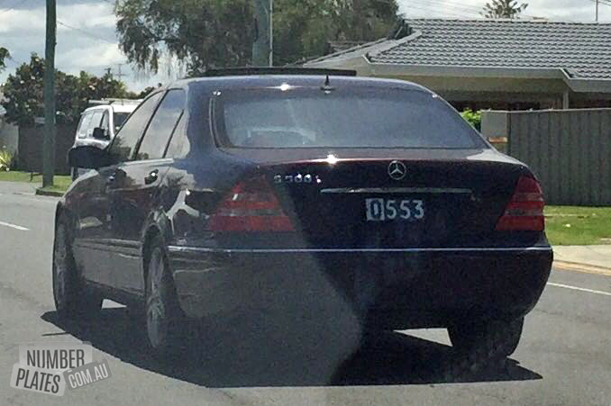 'Q553' on a Mercedes S500L.