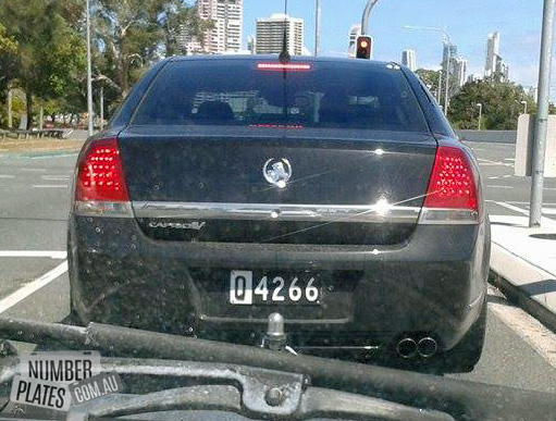 'Q4266' on a Holden Caprice.