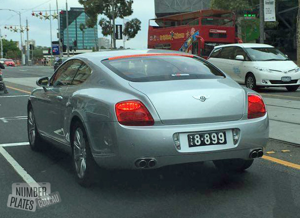 Vic '8-899' on a Bentley Continental GT.
