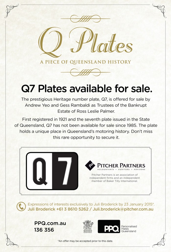 Q7 number plate for sale.