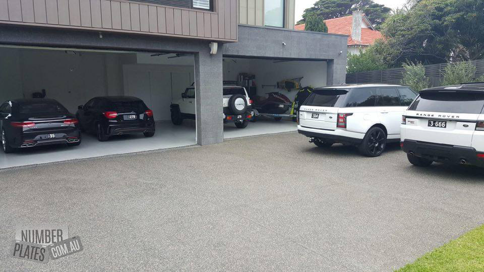 VIC '35', '278', '279', '304' & '3666' on a Mercedes AMG S63 coupe, Mercedes A250, Toyota FJ Cruiser, Range Rover and Range Rover Sport. 
