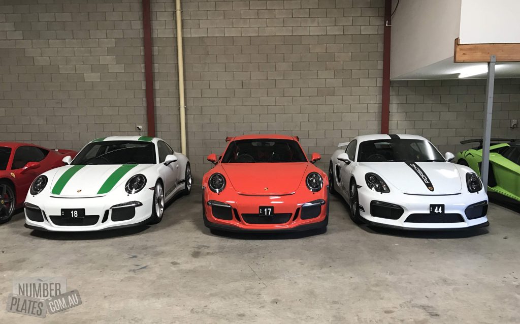 SA '18', '17' & '44' on a Porsche 911R, 911 GT3 RS & Cayman GT4.